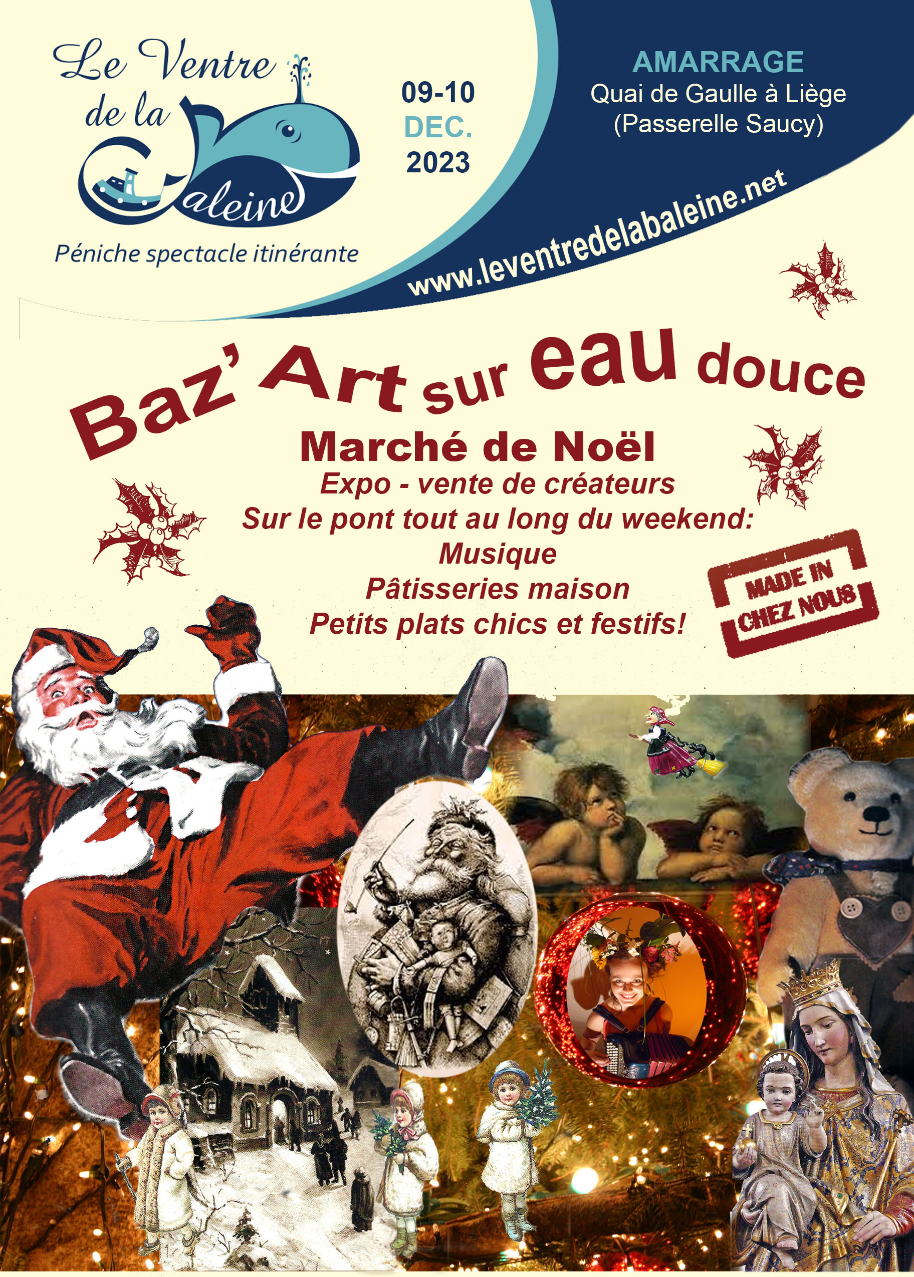 Baz’art  sur eau douce: Marché de créateurs à l’occasion des fêtes de Noël.